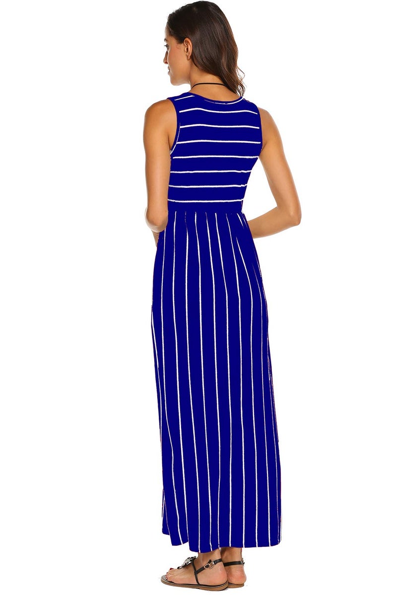 Hount Women's Summer Sleeveless Loose Maxi Dresses Casual Sundresses Blue Medium - Image 5